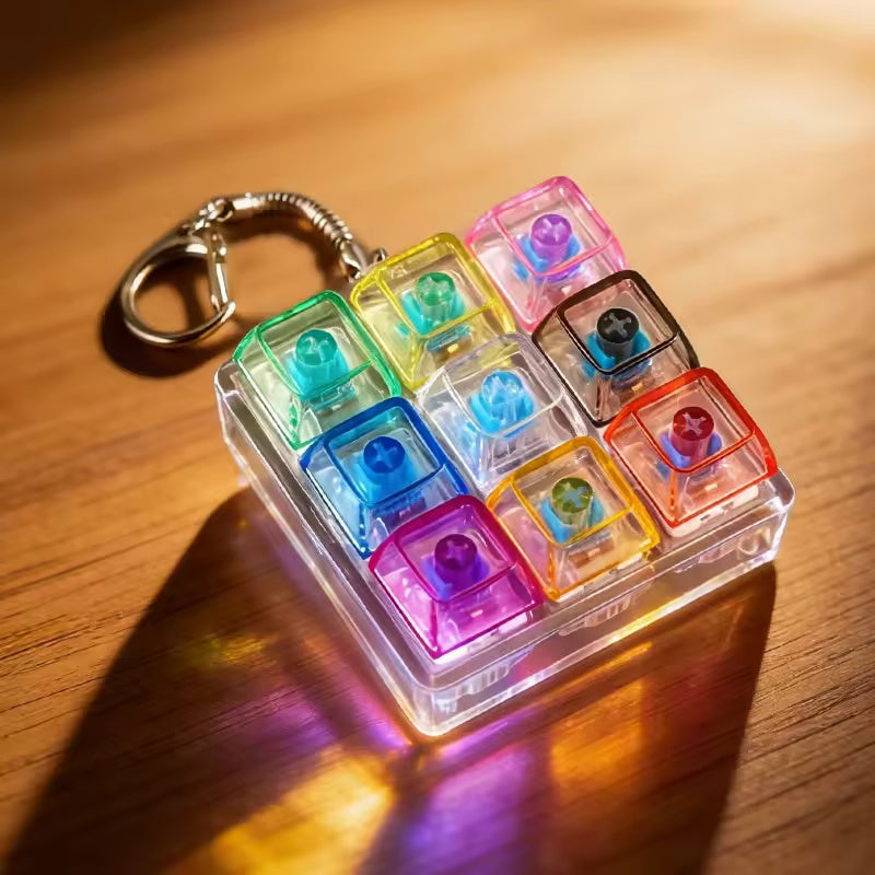 LED Light-Up Keychain Keyboard Clickable Button Fidget Toy — Everyday